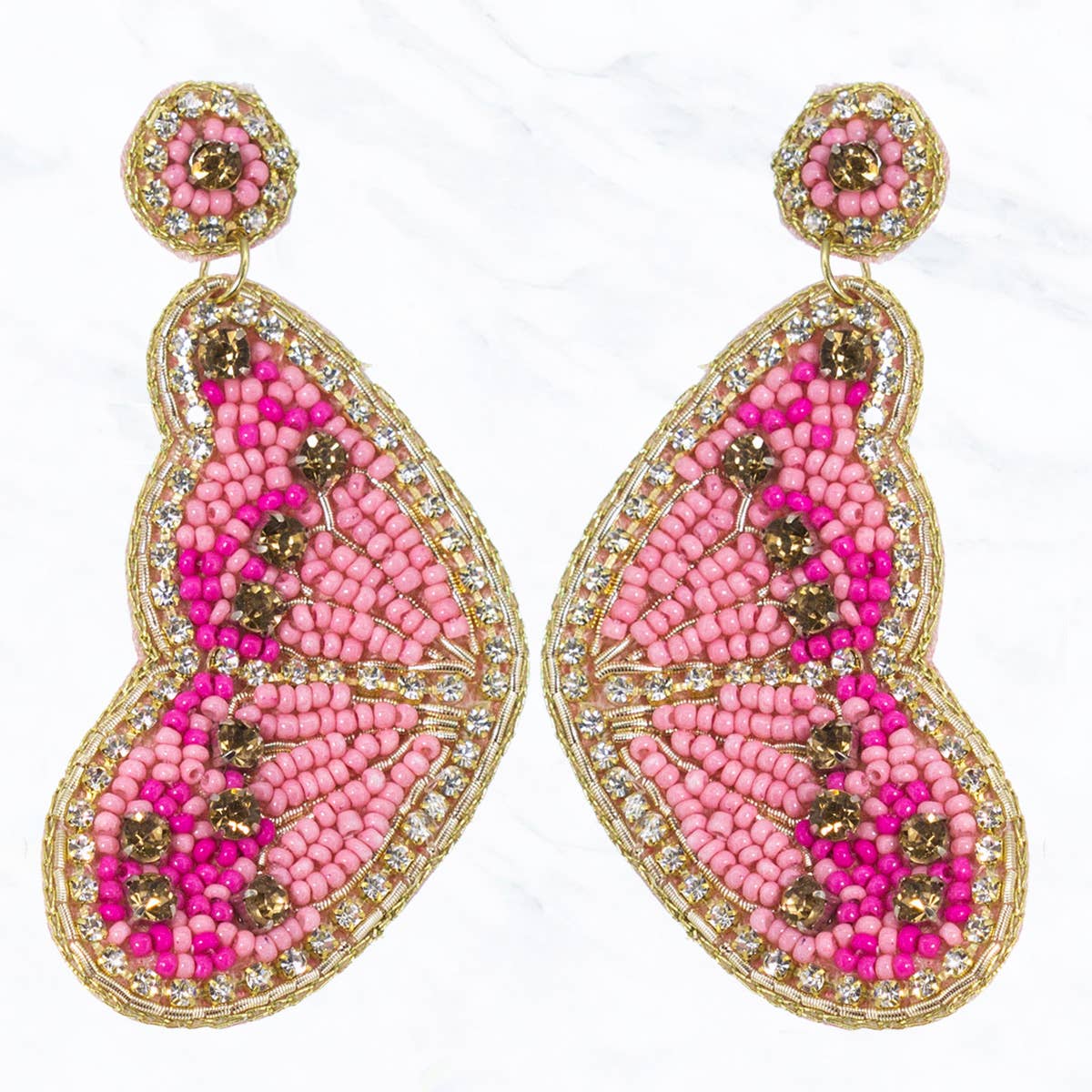 Seed Bead Post Butterfly Earrings