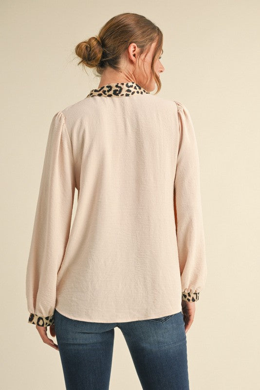 Leopard Trim Top