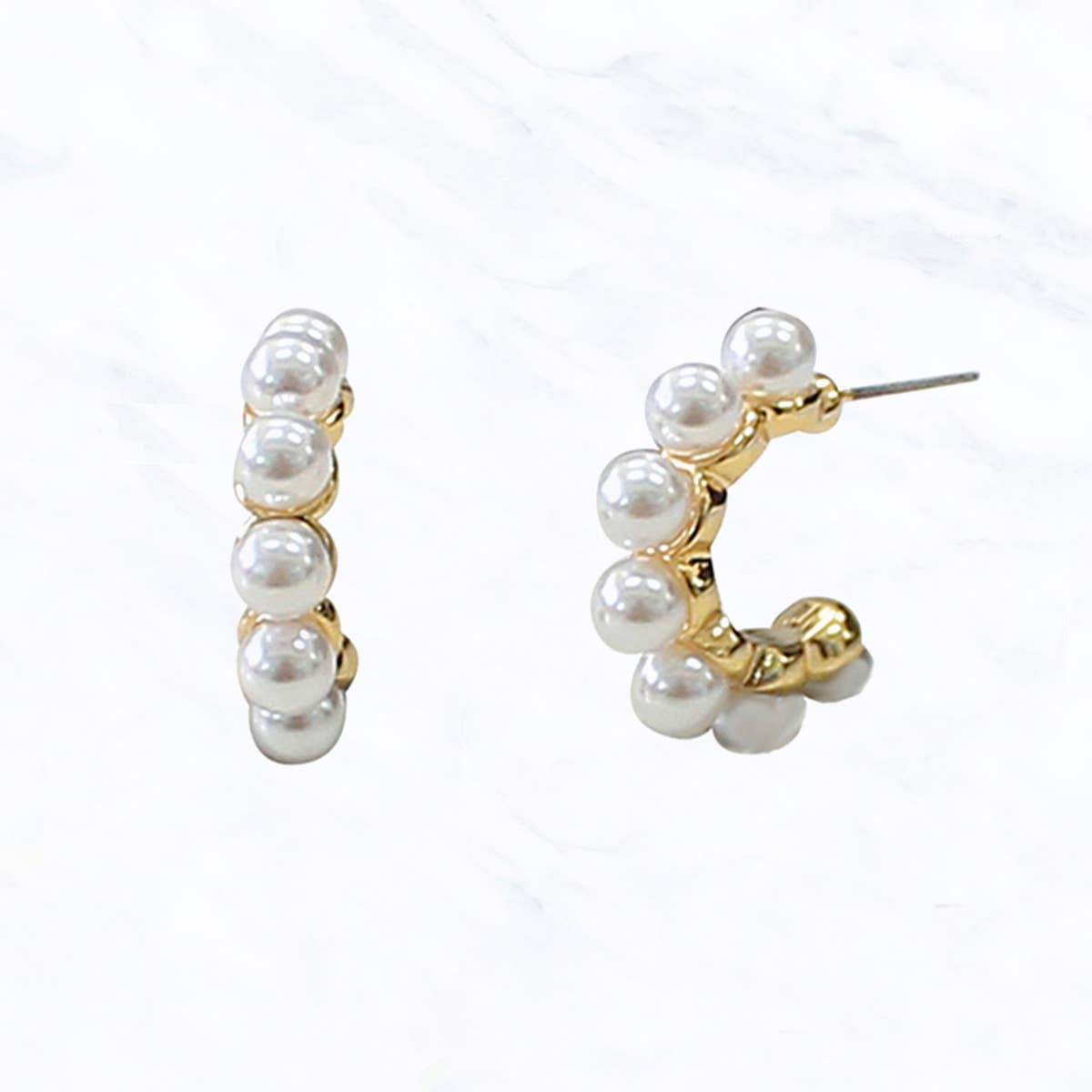 Dainty Pearl Hoop Earrings