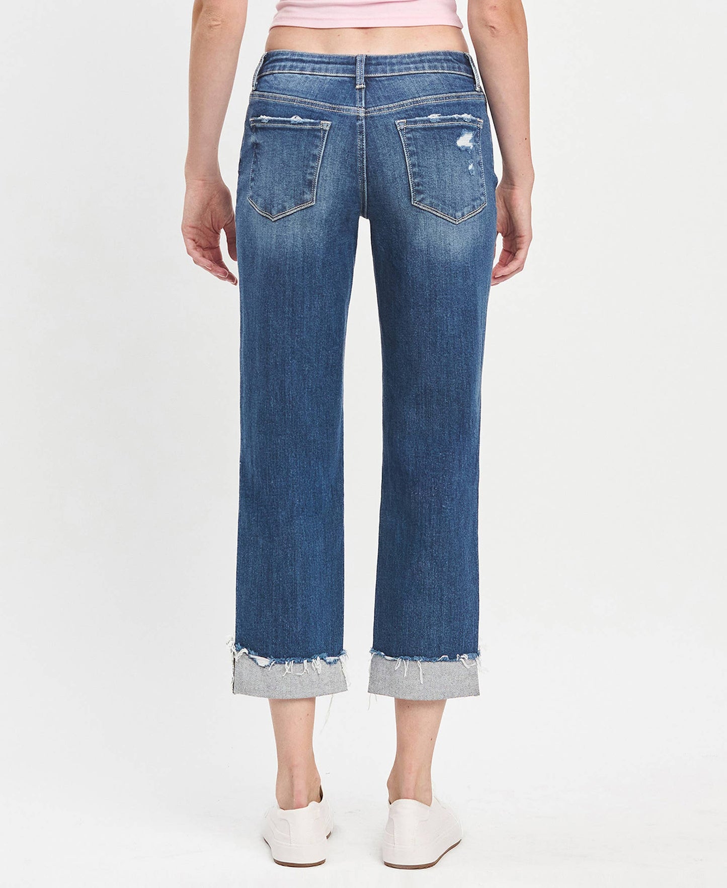 MID RISE CUFFED BOYFRIEND JEANS