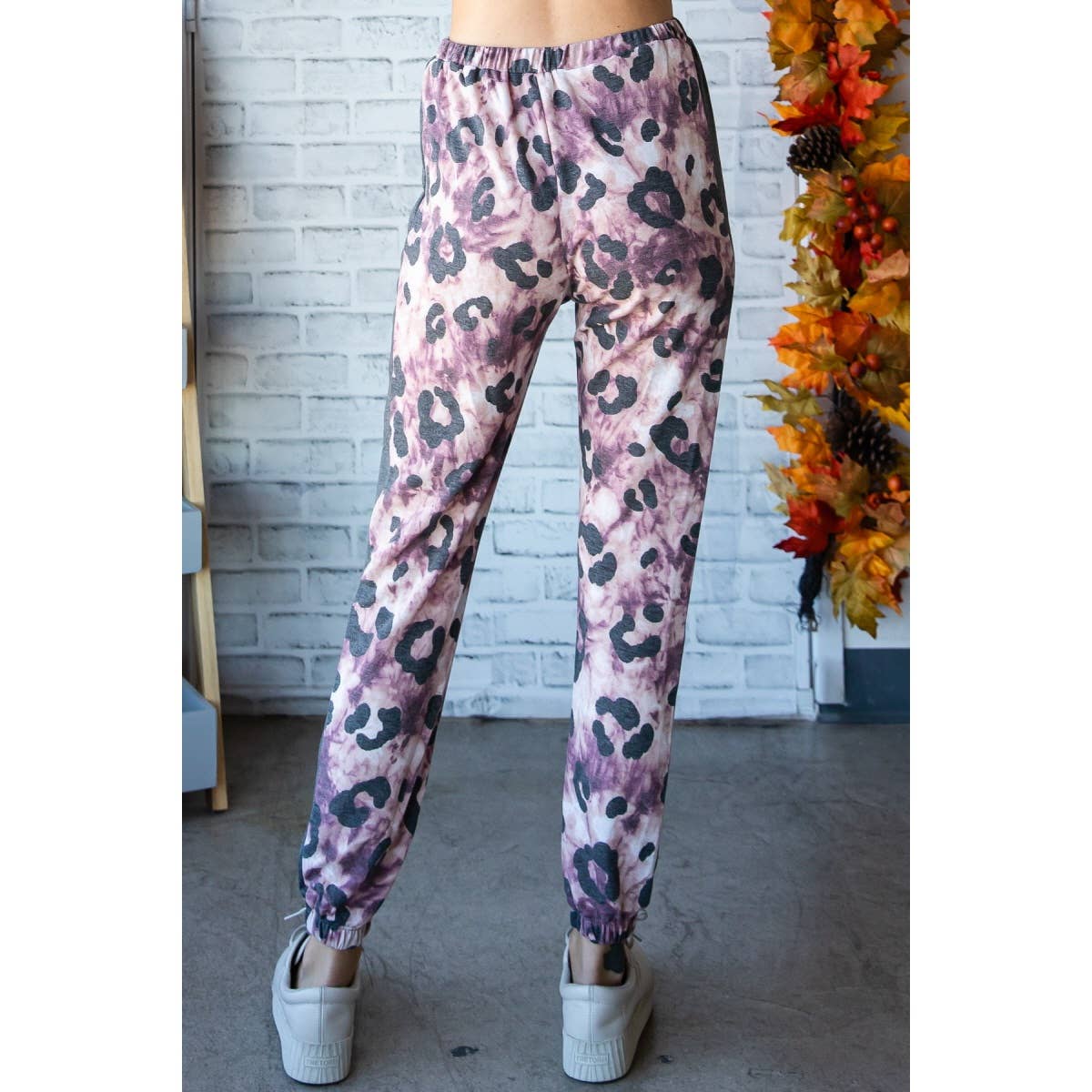 Animal Print Hoodie Top and Sweat Pants Set