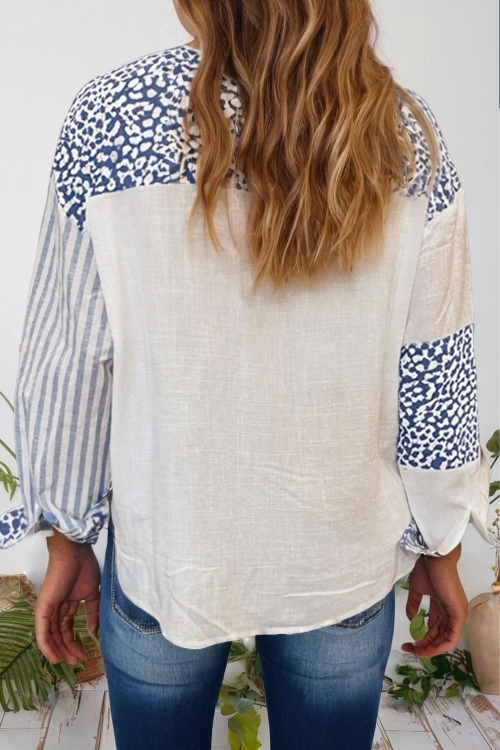 Leopard Striped Western Patchwork Top