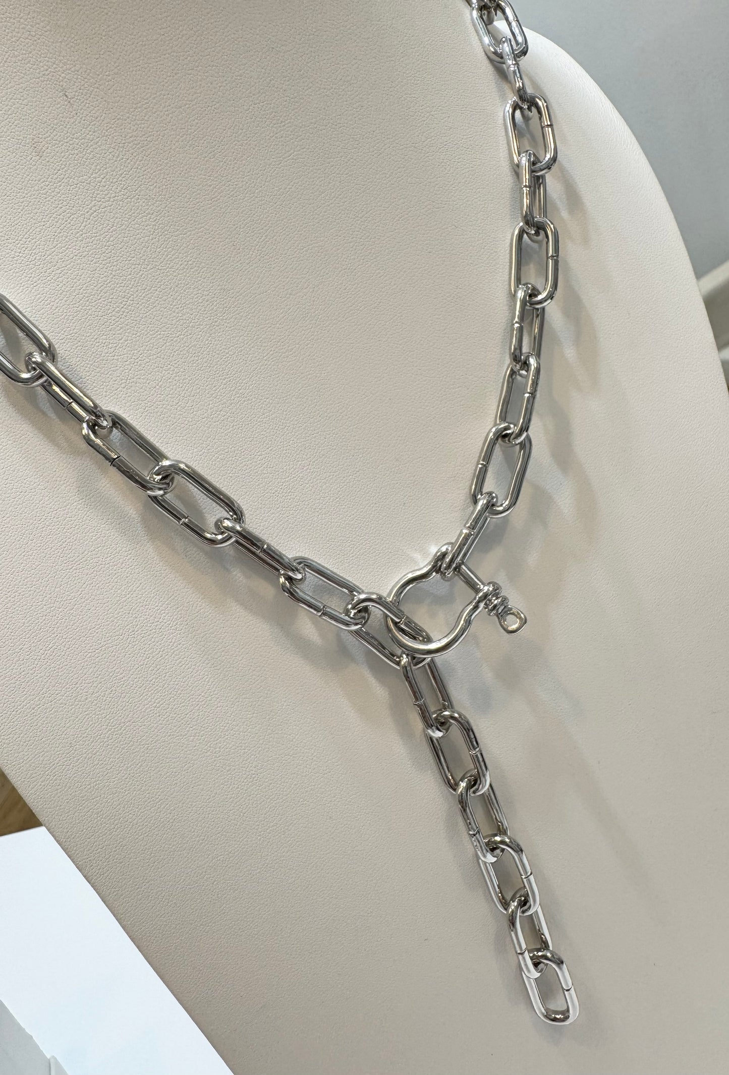 Paper-Clip Stirrup Carabiner Necklace