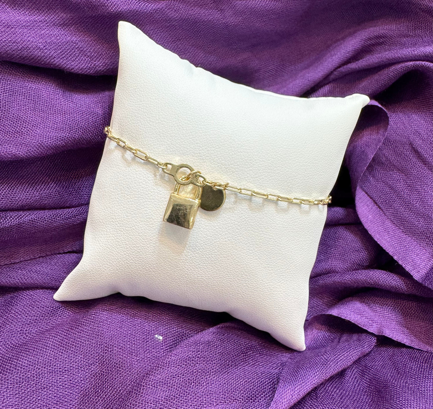 Lock & Disc Charm Bracelet