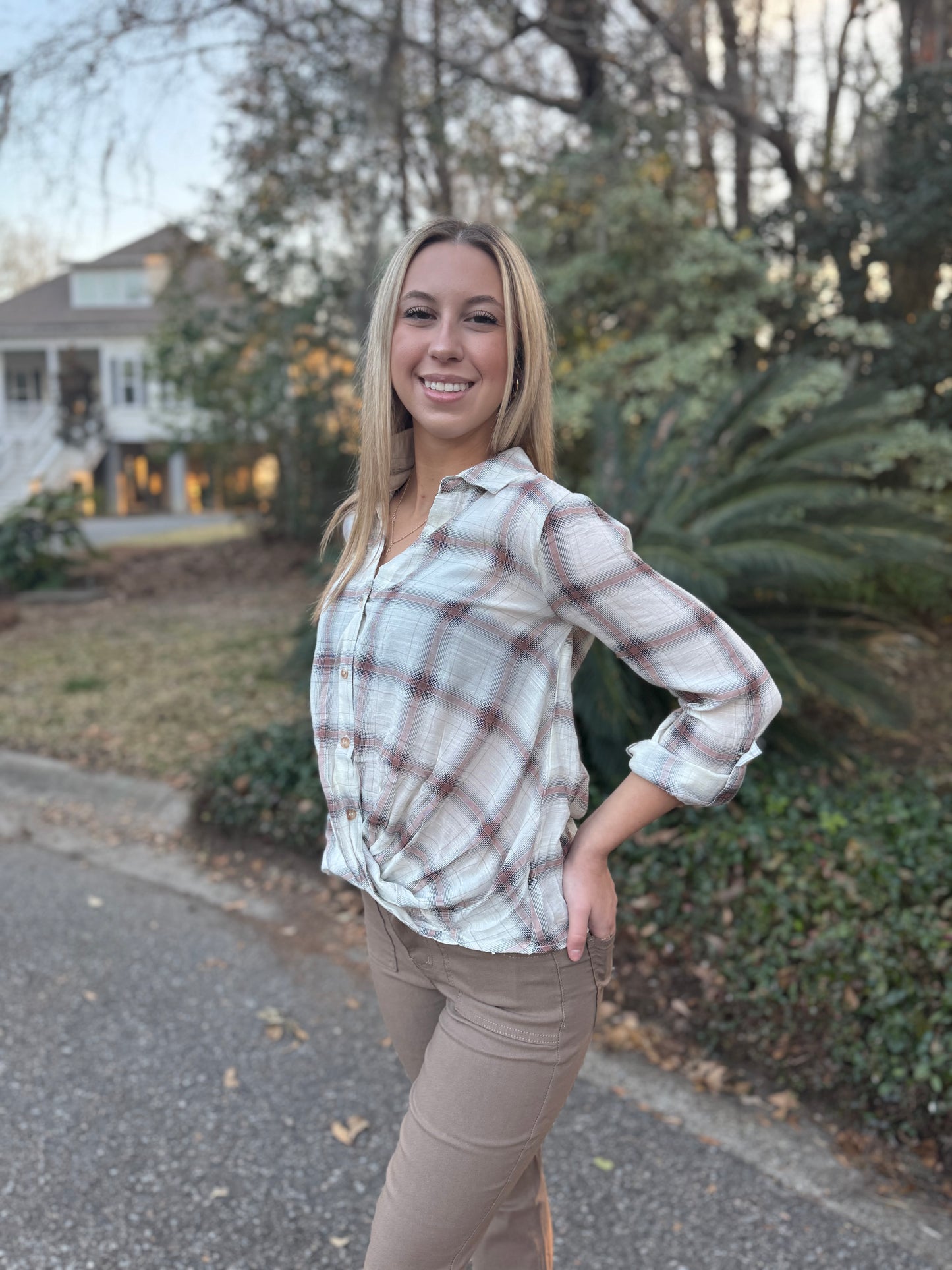 Wrap Me In Plaid Top