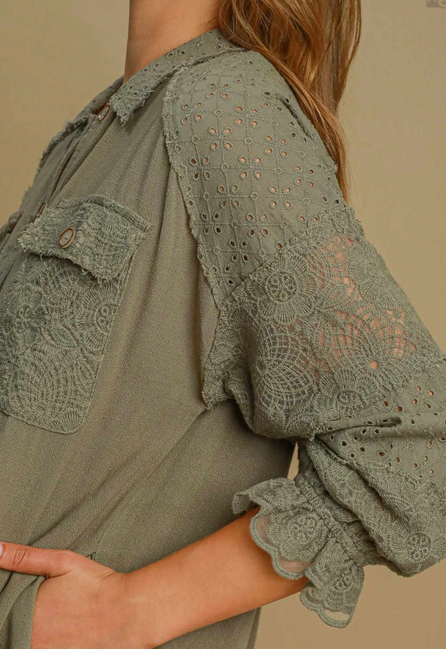 Umgee Linen Blend Two Way Dress Jacket