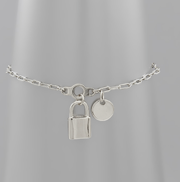 Lock & Disc Charm Bracelet