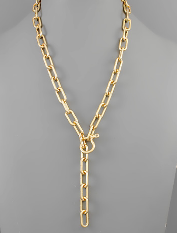 Paper-Clip Stirrup Carabiner Necklace