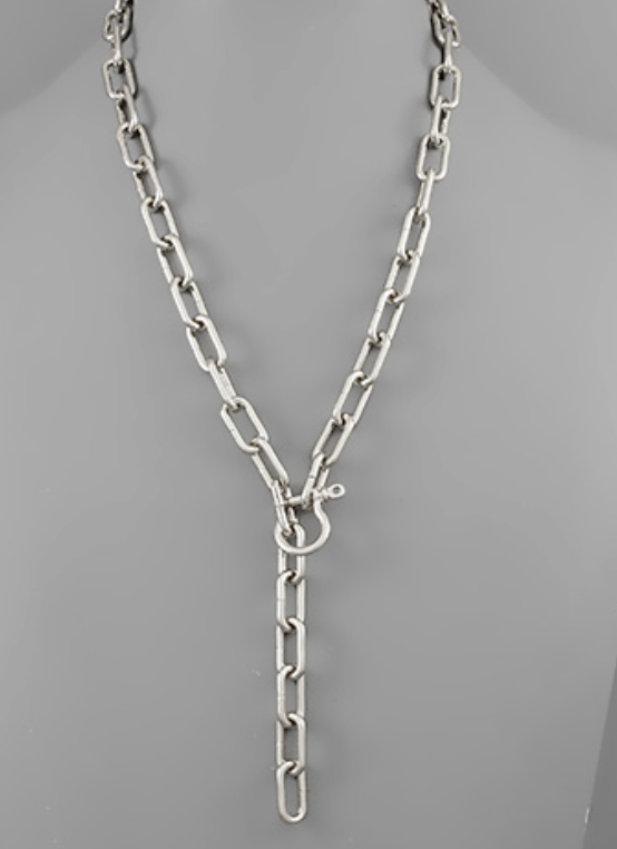 Paper-Clip Stirrup Carabiner Necklace
