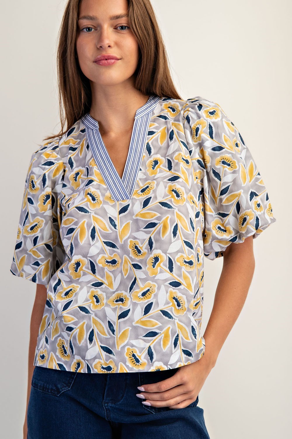 Botanical Puff Sleeve Blouse
