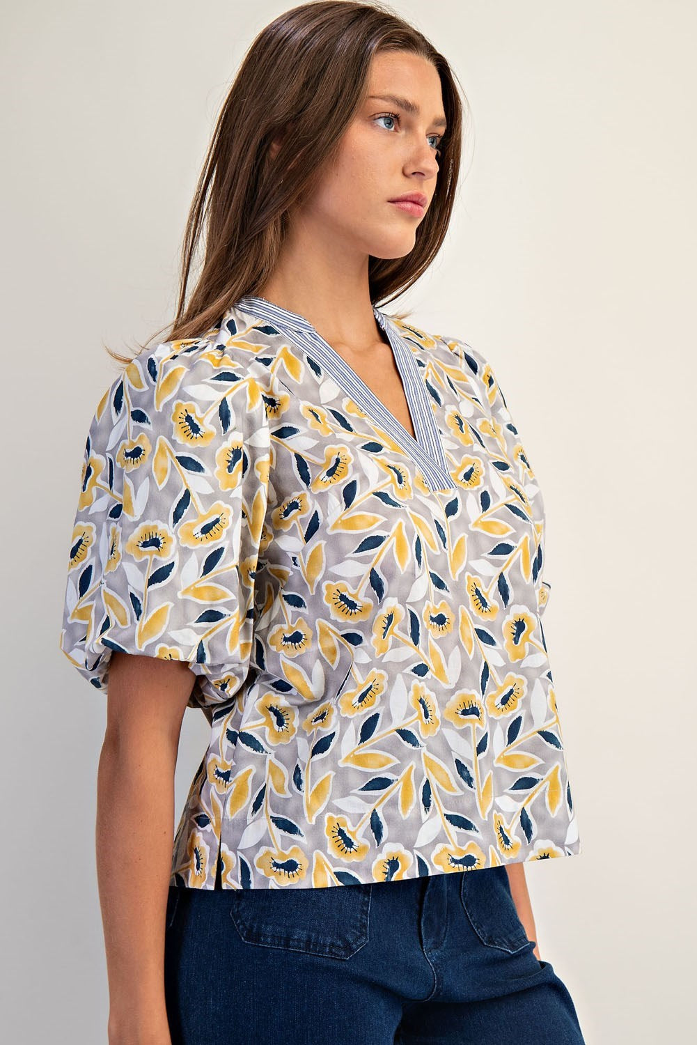 Botanical Puff Sleeve Blouse
