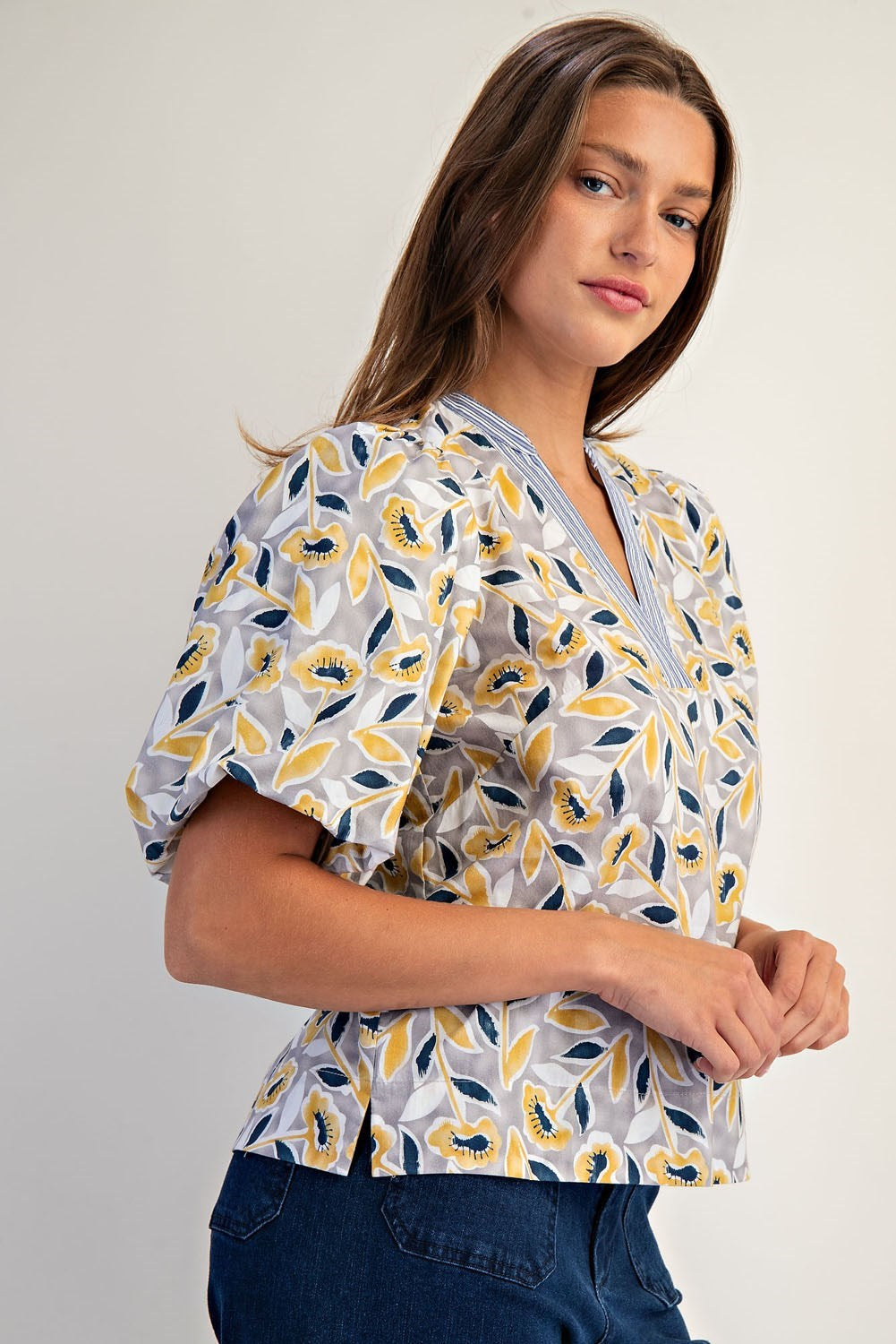 Botanical Puff Sleeve Blouse