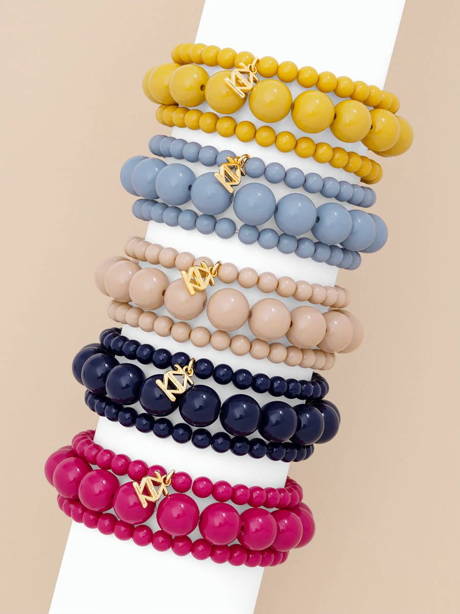 Layered Resin Beaded Stretch Bracelet Jewelry