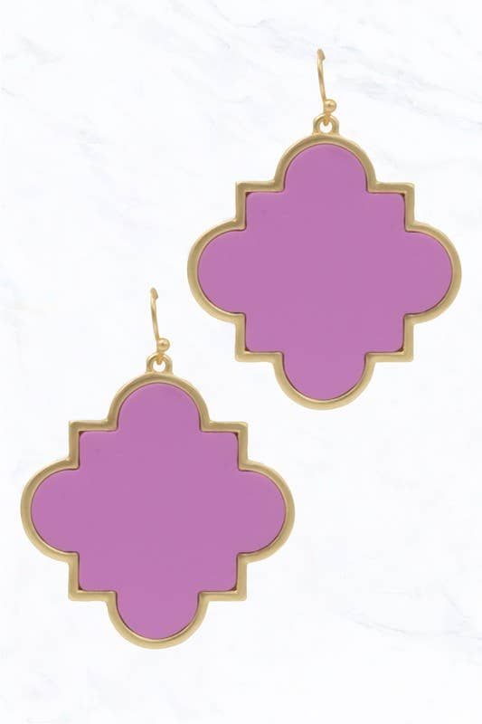 Quatrefoil Earring - Gold or Silver Outlined Center