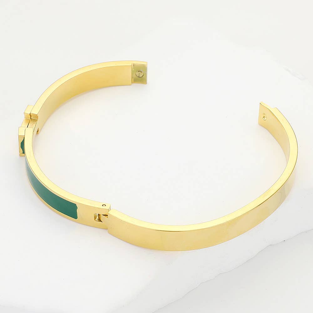H Monogram Enamel Hinged Bracelet