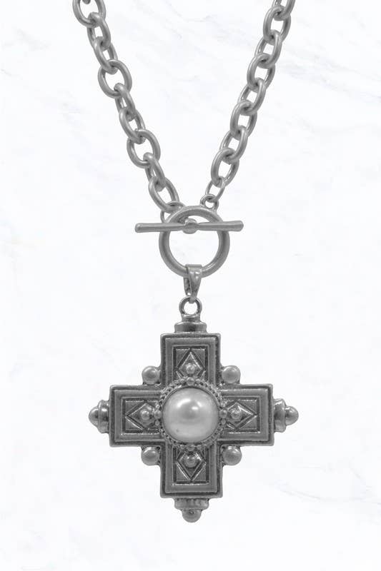 Pearl Cross Pendant Necklace