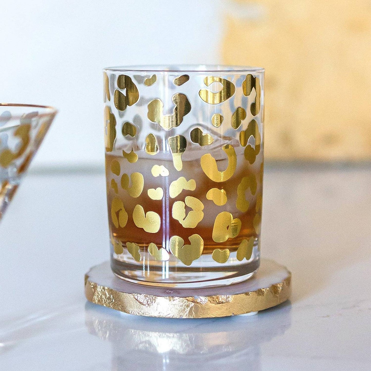 Cocktail Glass | Gold Leopard - SET of 4
