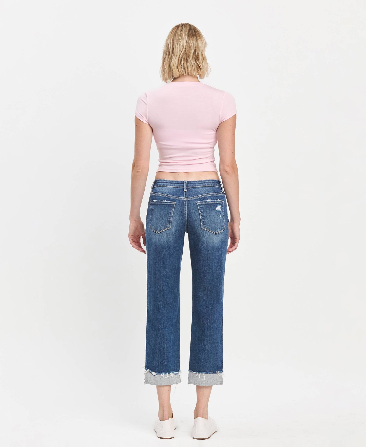 MID RISE CUFFED BOYFRIEND JEANS