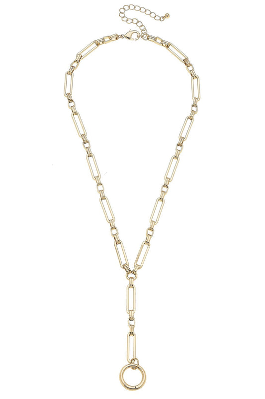 Bella Lariat Charm Necklace Base in Shiny Gold