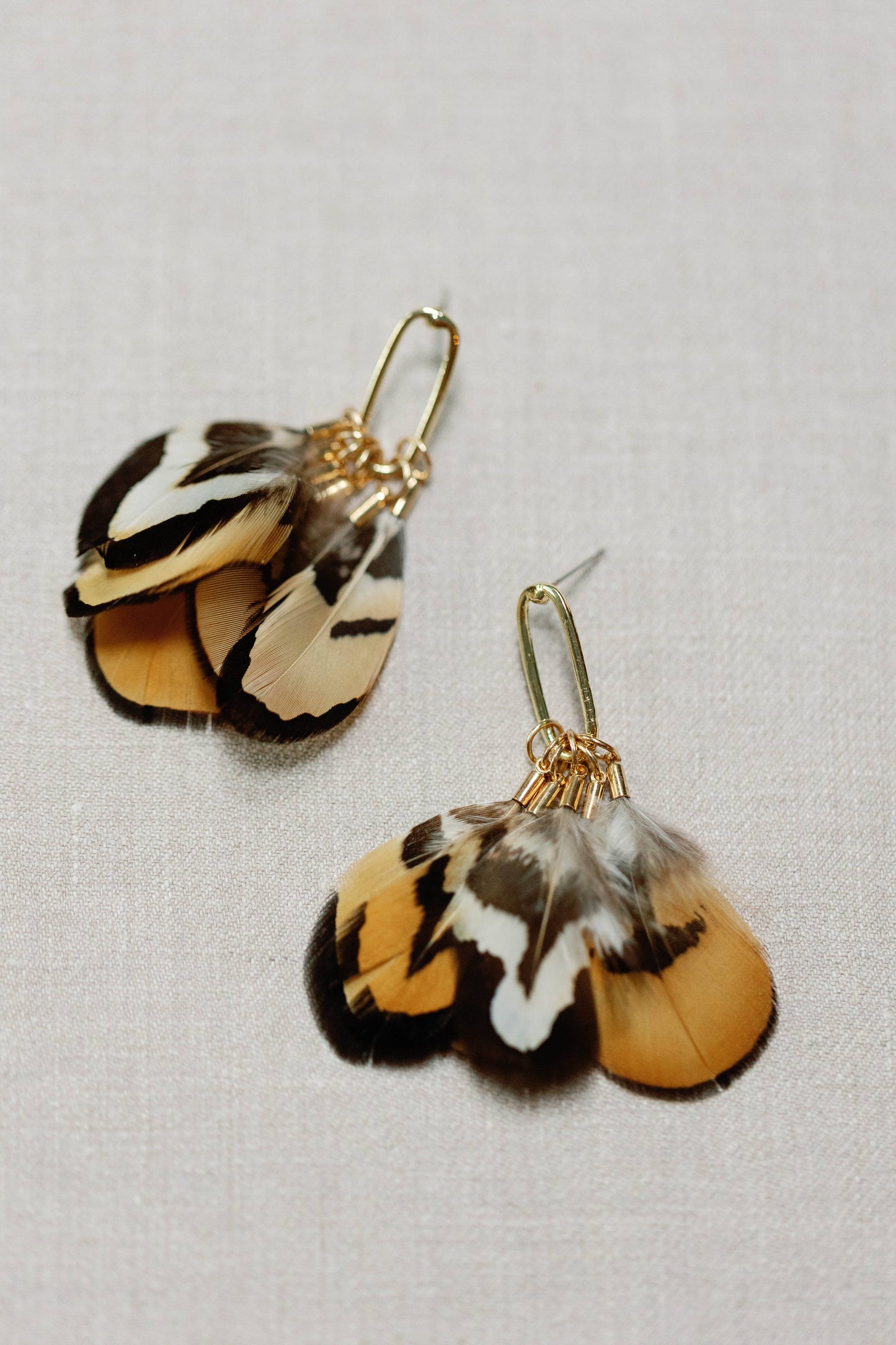 Quail Feather Statement Tassel Earrings