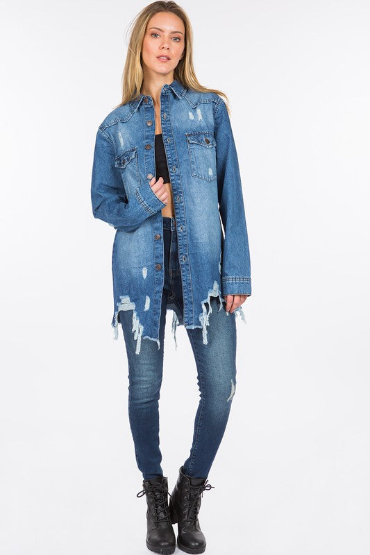 Plus Size Denim Shacket