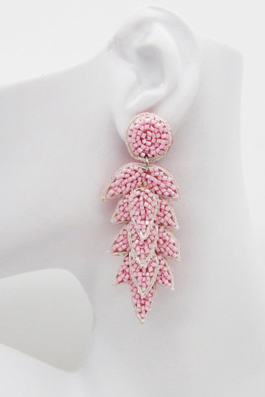 Boho Seed Beaded Chandelier Post Earrings