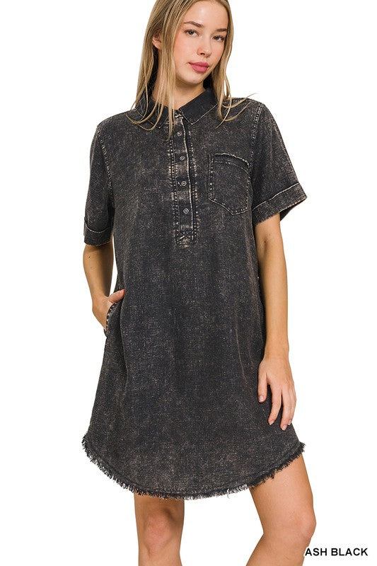 Raw Edge Washed Dress