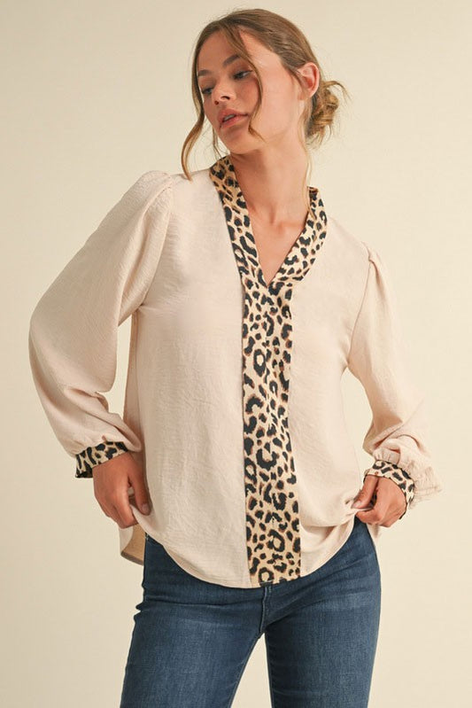 Leopard Trim Top