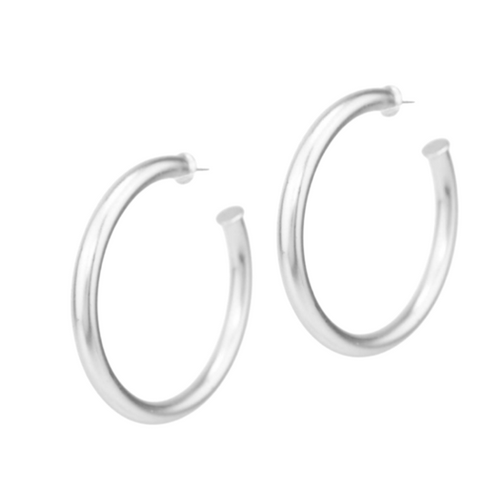 Small Matte Silver Hoops