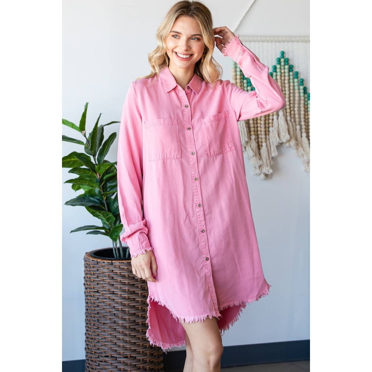 Chambray Button Shirt Dress