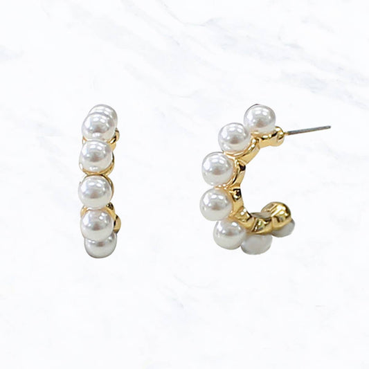 Dainty Pearl Hoop Earrings