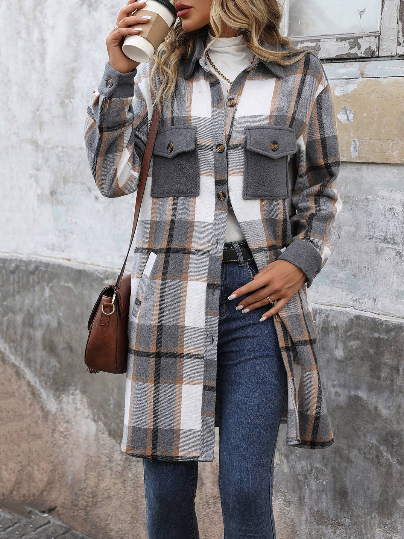 Autumn Retro Brushed Plaid Shacket