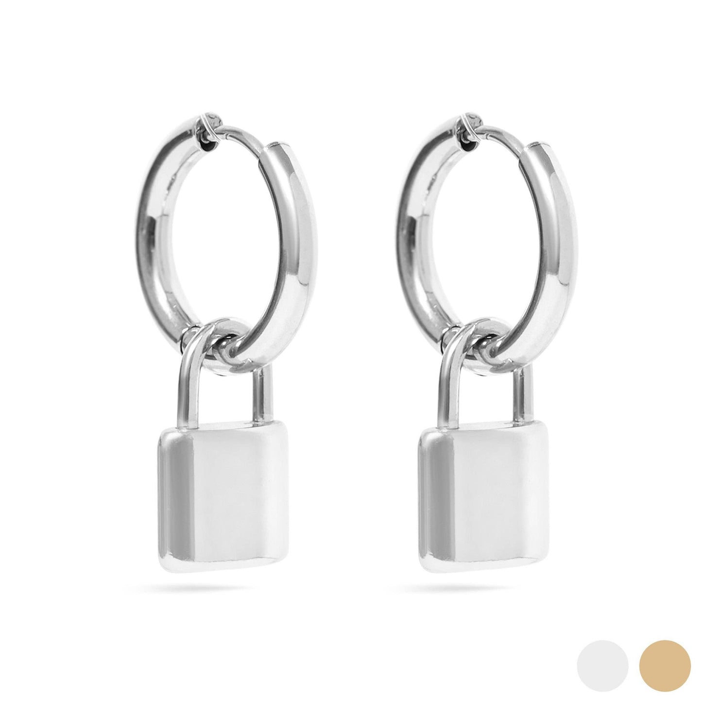 Padlock Pendant Hoop Earrings