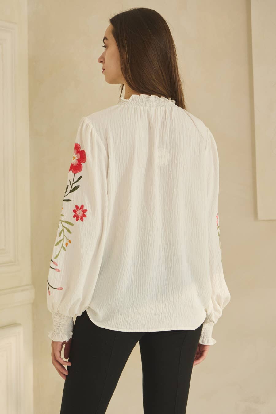 Textured Airflow Long Sleeve Blouse