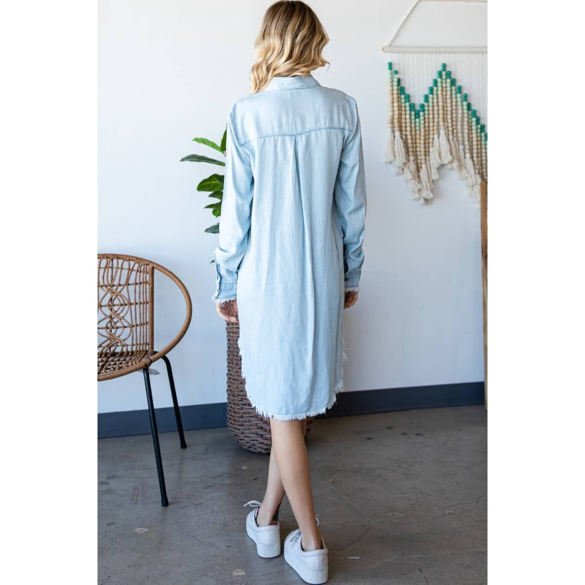 Chambray Button Shirt Dress