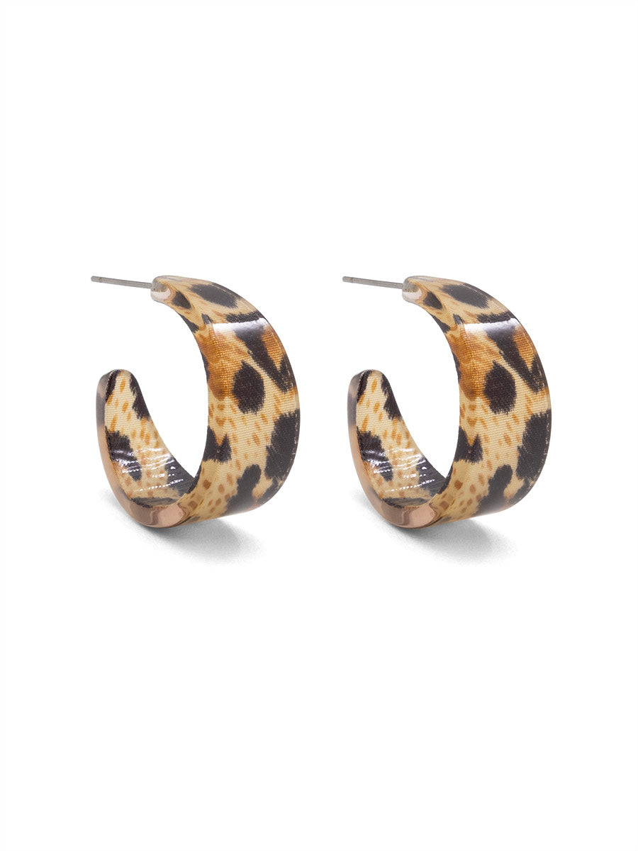 Resin Leopard Hoop Earring