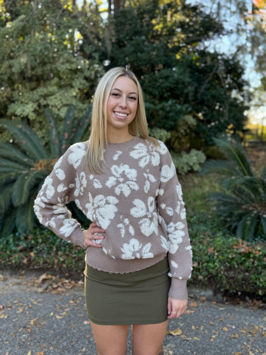 Floral Distressed Sweater