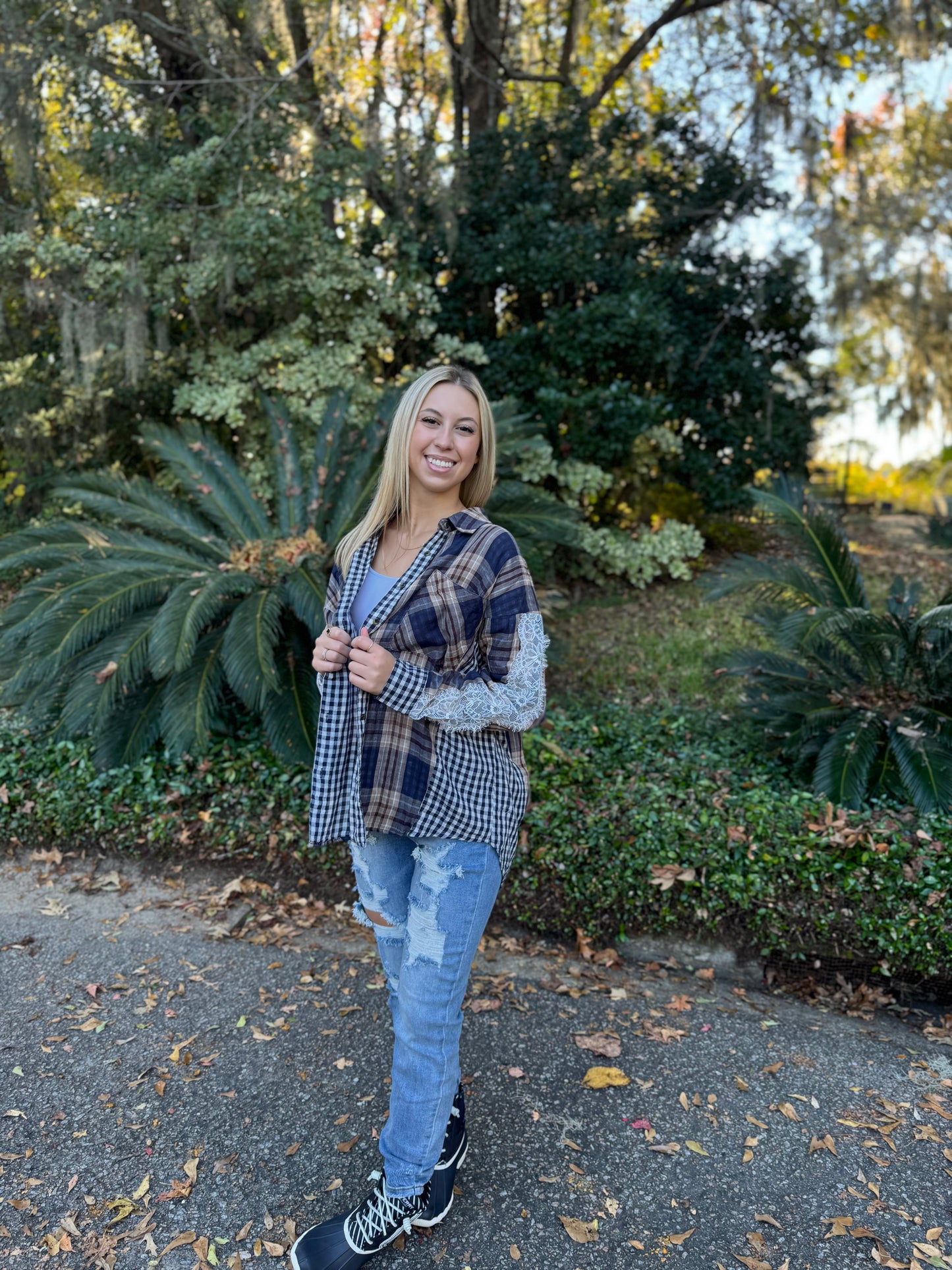 Mixed Contrast Plaid Oversized Shirt