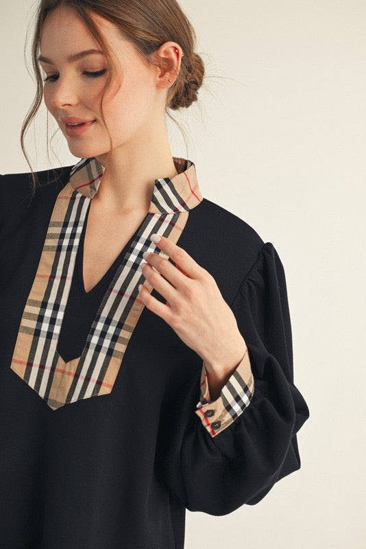 Designer Me Plaid Cuff Top