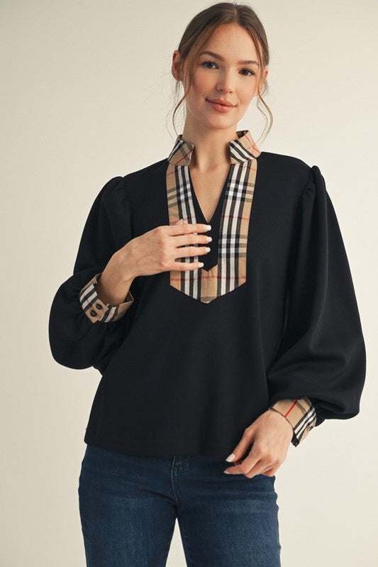 Designer Me Plaid Cuff Top