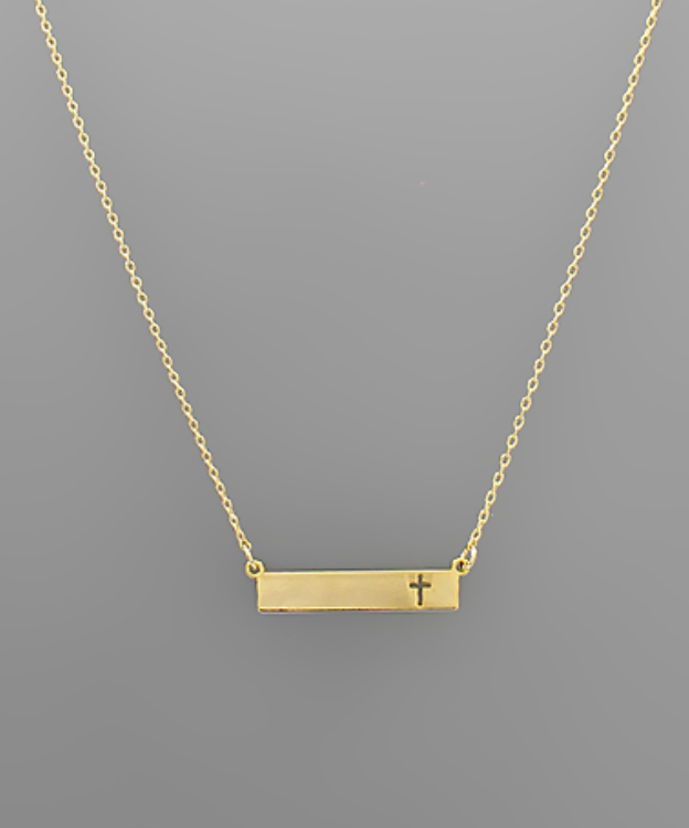 Cross Side Bar Necklace