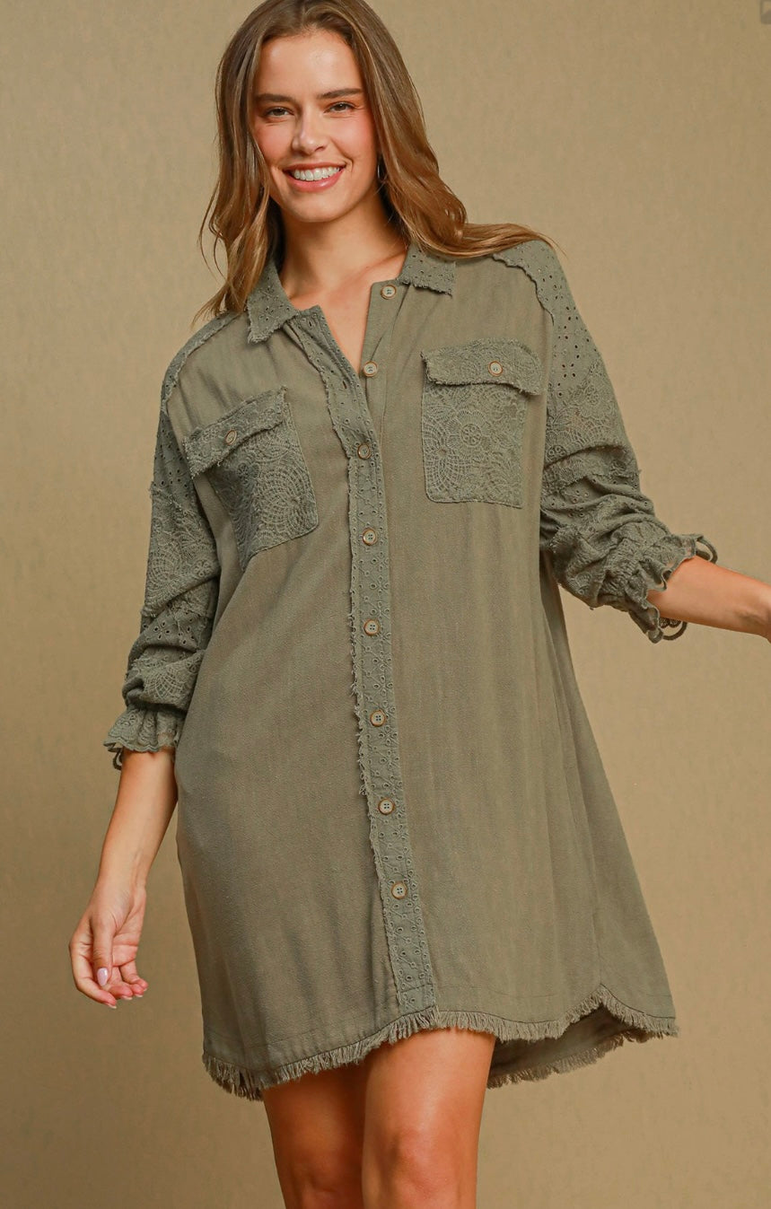 Umgee Linen Blend Two Way Dress Jacket