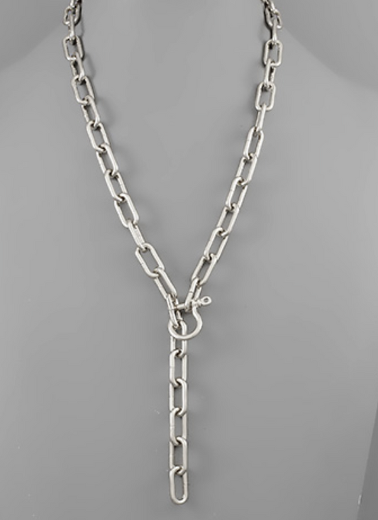 Paper-Clip Stirrup Carabiner Necklace