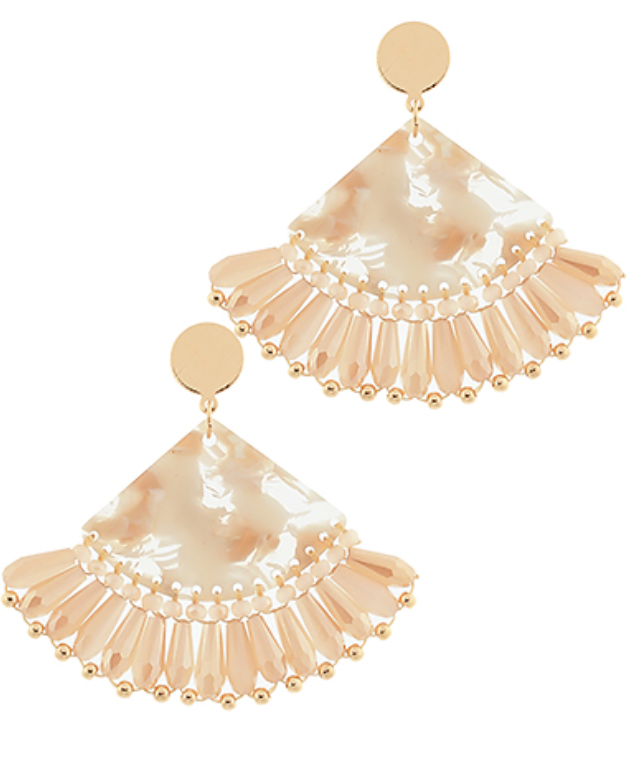 Fan Shape Bead Resin Earrings