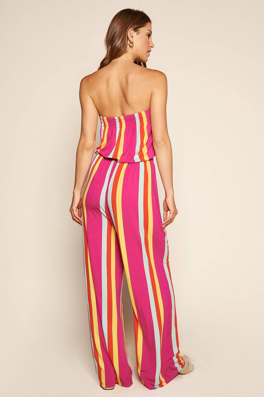 Eliza Striped Strapless Jersey Knit Jumpsuit