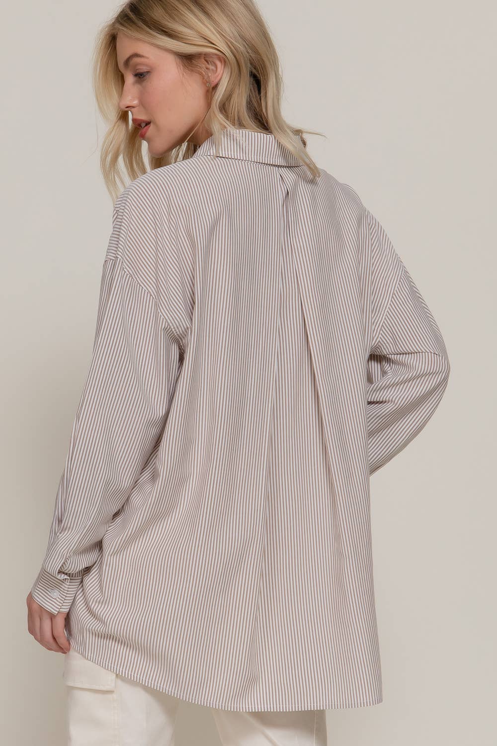 Oversized Dolman Stripe Button Down