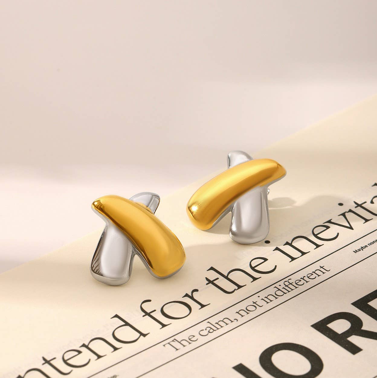 Two Toned Cross Duo Earrings