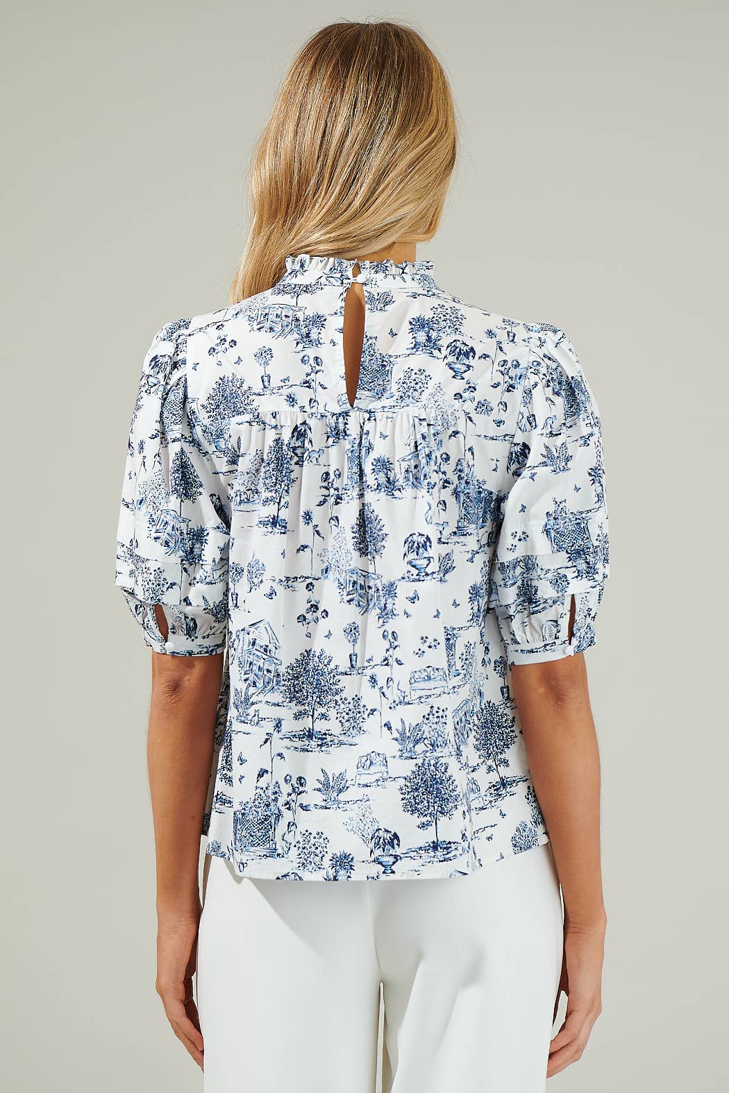 Renzo Toile Ever After Mock Neck Blouse