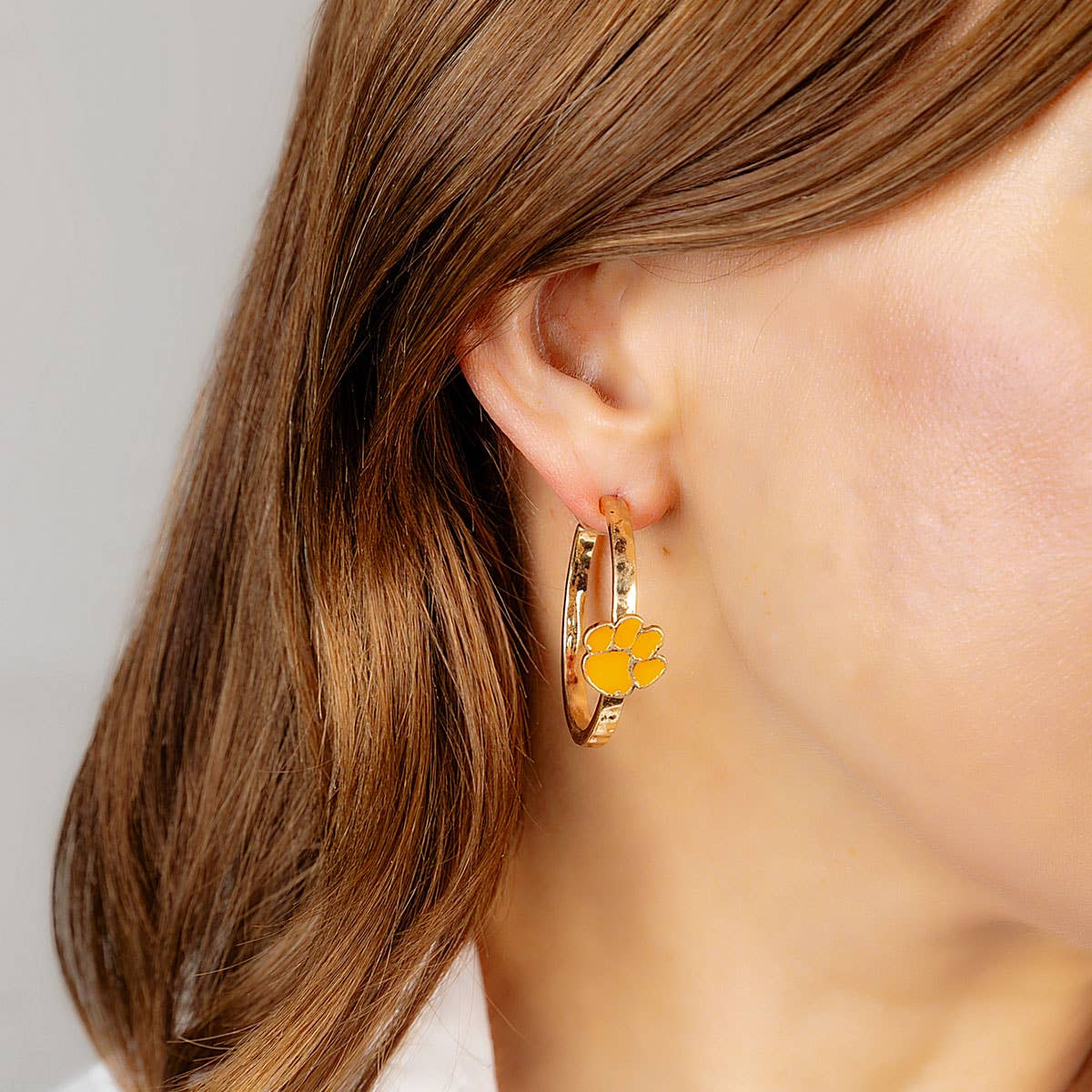 Clemson Tigers Enamel Logo Hoop Earrings in Orange