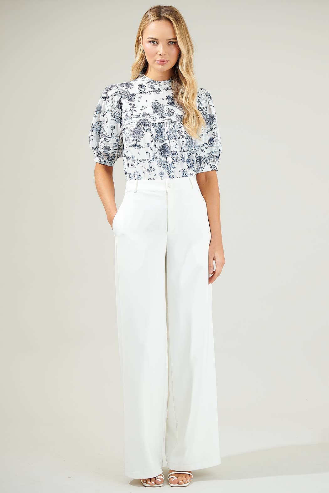 Renzo Toile Ever After Mock Neck Blouse